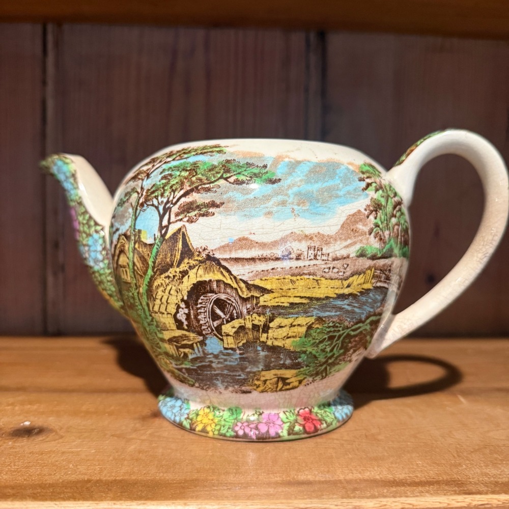 Vintage‎ Sadler England The Old Mill Teapot Base Pastoral Landscape No Lid